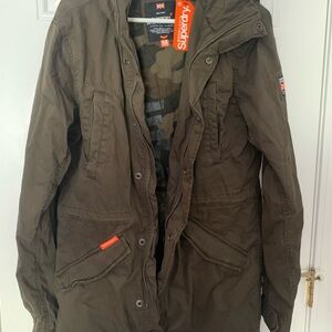Superdry Brownish, Green Military Field Jacket with Durable Cotton